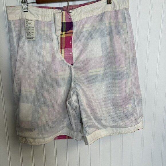 Hollister California Men’s Pink Blue Plaid Drawstring Lined Board Swim Shorts-M - Picture 9 of 16